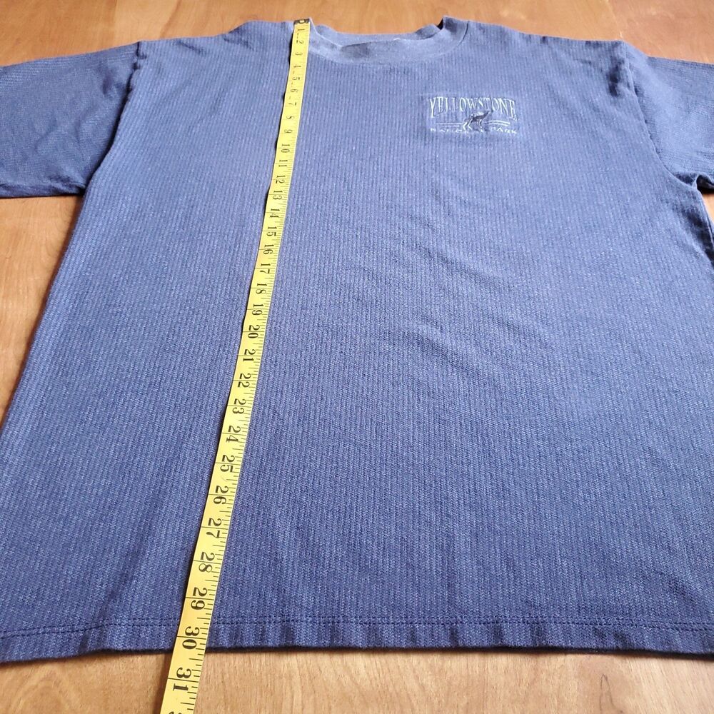 Vintage Yellowstone National Park  T Shirt Mens 3X (Fits XL) Blue Stripe Elk - Picture 7 of 8